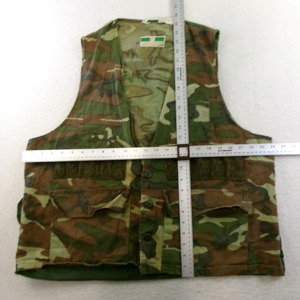 Game Winner Mens XL Hunting Vest Camo Woodland Cotton‎ Canvas Utility Game Bag